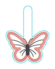 Load image into Gallery viewer, Butterfly applique shaker set  (single and multi fobs and bag tag files included) machine embroidery design DIGITAL DOWNLOAD