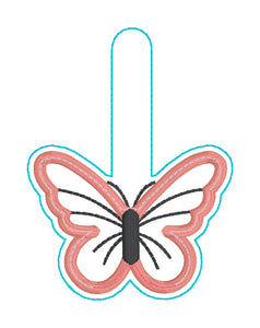 Butterfly applique shaker set  (single and multi fobs and bag tag files included) machine embroidery design DIGITAL DOWNLOAD