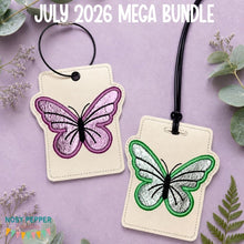 Load image into Gallery viewer, Butterfly applique luggage tag set machine embroidery design DIGITAL DOWNLOAD
