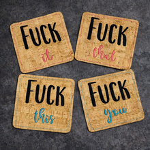 Load image into Gallery viewer, Fuck everything Coaster Set of 4 designs 4x4 machine embroidery design DIGITAL DOWNLOAD
