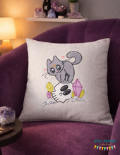 Load image into Gallery viewer, Skull Kitty Sketchy Oct '24 Patreon Bundle machine embroidery design (5 sizes included) DIGITAL DOWNLOAD