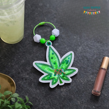 Load image into Gallery viewer, Pot Leaf applique shaker bookmark/bag tag/ornament machine embroidery file DIGITAL DOWNLOAD