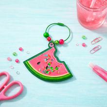 Load image into Gallery viewer, Watermelon applique shaker bagtag bookmark/ornament/bag tag machine embroidery design DIGITAL DOWNLOAD