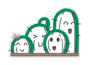 Happy Cactus Family bookmark/ornament/bag tag machine embroidery design DIGITAL DOWNLOAD