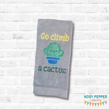 Load image into Gallery viewer, Go Climb A Cactus applique machine embroidery design (4 sizes included) DIGITAL DOWNLOAD
