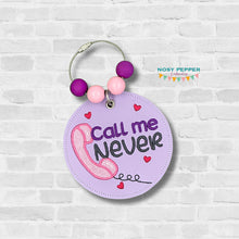 Load image into Gallery viewer, Call Me Never bag tag/ornament/bookmark machine —JAN 26 MB—embroidery design DIGITAL DOWNLOAD
