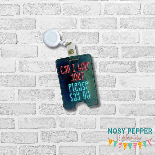Can I Help You badge reel case machine embroidery design DIGITAL DOWNLOAD