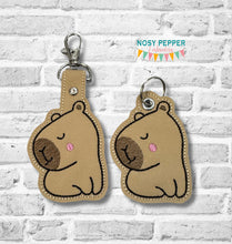 Load image into Gallery viewer, Capybara snap tab and eyelet fob Nov 24 Mystery Bundle (single and multi files included) machine embroidery file DIGITAL DOWNLOAD