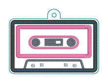 Load image into Gallery viewer, Cassette Tape shaker appliqué bag tag/ornament/bookmark —NOV MB—machine embroidery design DIGITAL DOWNLOAD