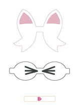 Load image into Gallery viewer, Cat Bow (2 sizes included) machine embroidery design DIGITAL DOWNLOAD