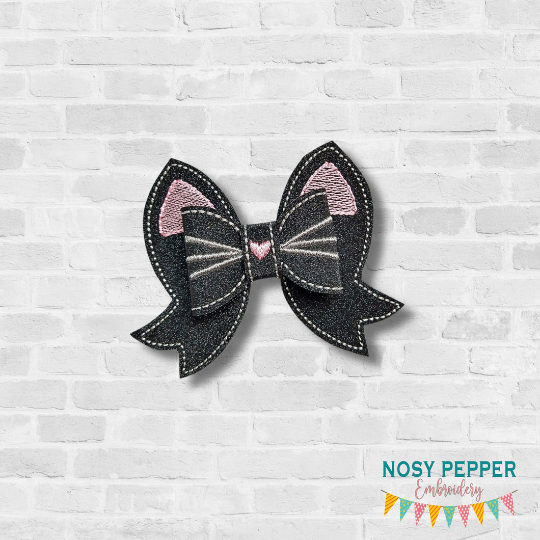Cat Bow (2 sizes included) machine embroidery design DIGITAL DOWNLOAD