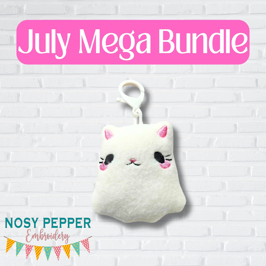 Cat Ghost mini stuffie July '24 Patreon Bundle machine embroidery design DIGITAL DOWNLOAD