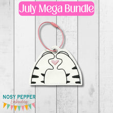 Load image into Gallery viewer, Cat Love bookmark/ornament/bag tag machine embroidery design DIGITAL DOWNLOAD
