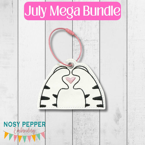 Cat Love bookmark/ornament/bag tag machine embroidery design DIGITAL DOWNLOAD