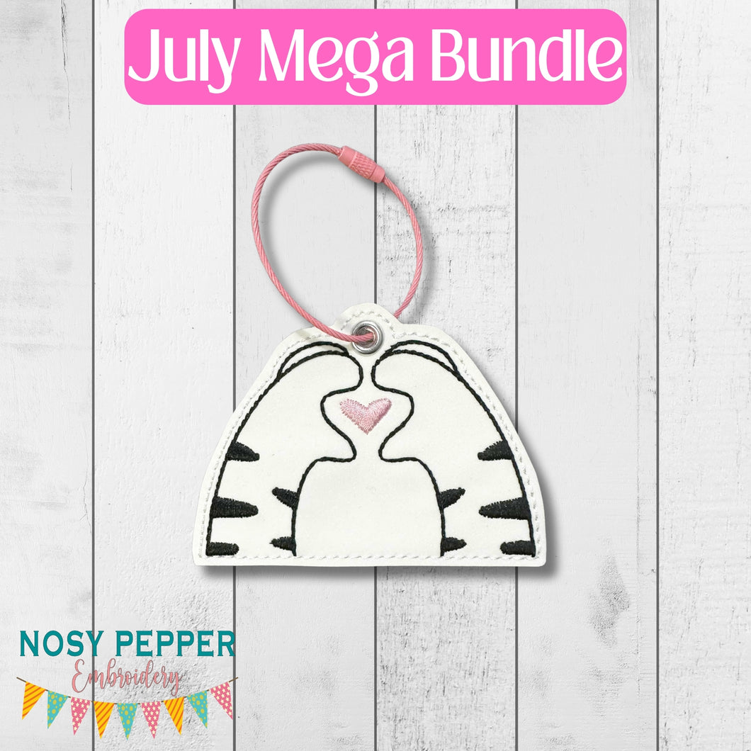 Cat Love bookmark/ornament/bag tag machine embroidery design DIGITAL DOWNLOAD