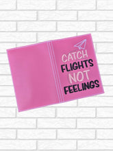 Load image into Gallery viewer, Catch Flights passport cover machine embroidery design DIGITAL DOWNLOAD