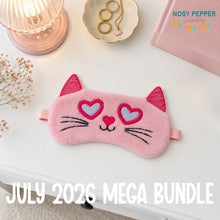 Load image into Gallery viewer, Heart Cat sleep mask machine embroidery design (2 sizes included) DIGITAL DOWNLOAD