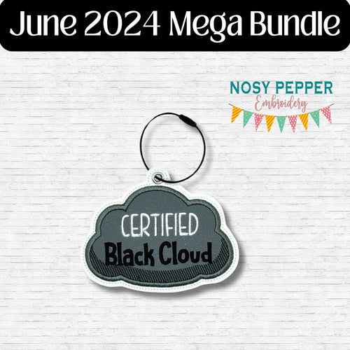 Certified Black Cloud bookmark/ornament/bag tag machine embroidery design DIGITAL DOWNLOAD