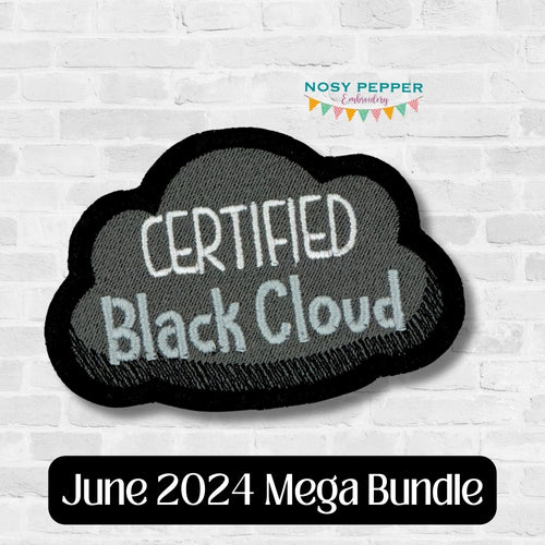 Certified Black Cloud patch (2 sizes included) machine embroidery design DIGITAL DOWNLOAD