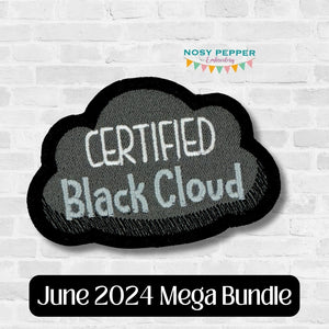 Certified Black Cloud patch (2 sizes included) machine embroidery design DIGITAL DOWNLOAD