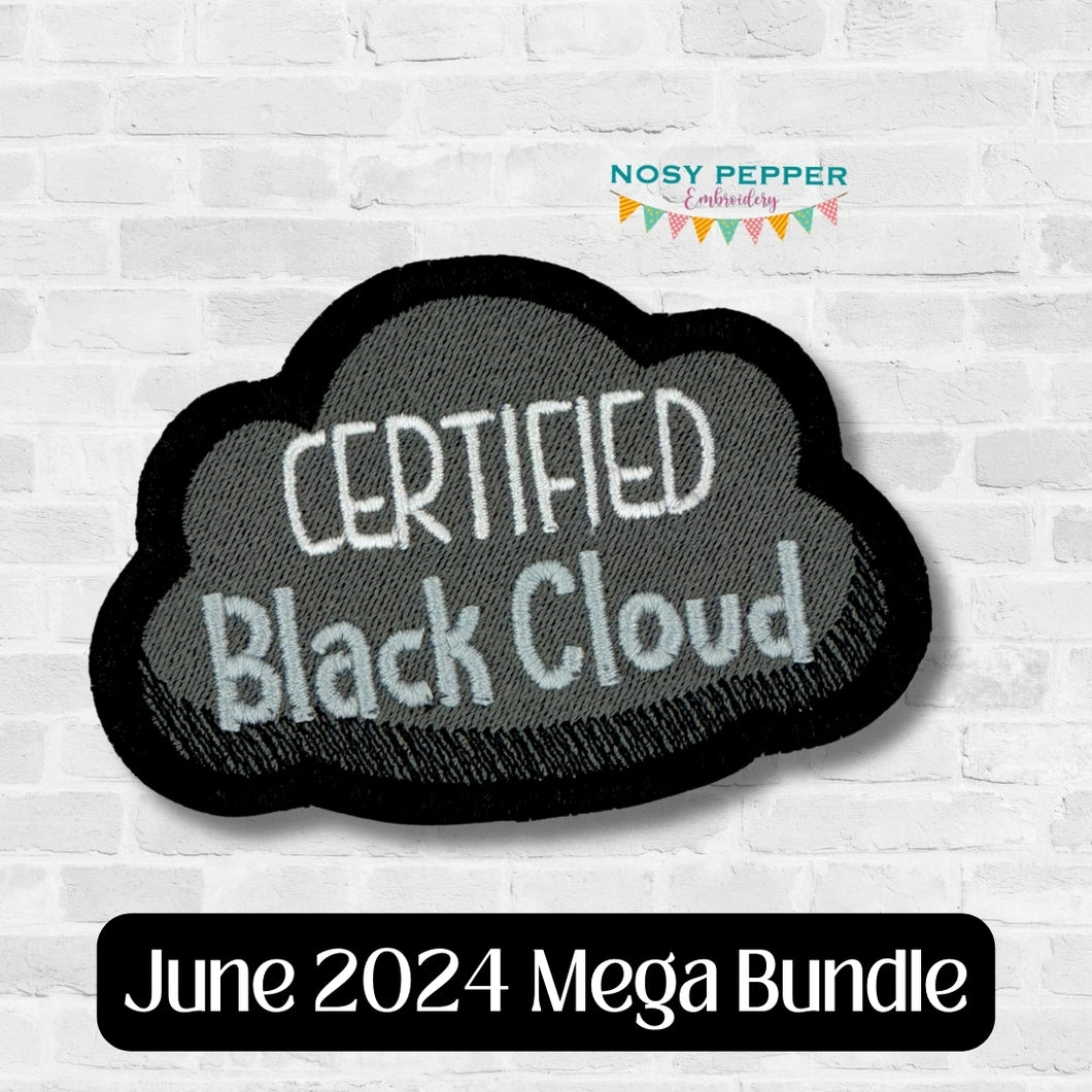 Certified Black Cloud patch (2 sizes included) machine embroidery design DIGITAL DOWNLOAD