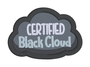 Certified Black Cloud patch (2 sizes included) machine embroidery design DIGITAL DOWNLOAD