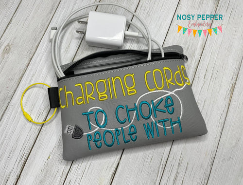 Charging Cords ITH Bag 4 sizes available machine embroidery design DIGITAL DOWNLOAD
