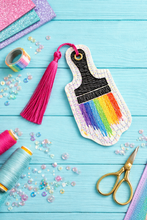 Load image into Gallery viewer, Paint Brush Bookmark/bag tag/ornament 4x4 machine embroidery design DIGITAL DOWNLOAD