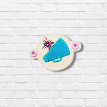 Load image into Gallery viewer, Cheer applique Bun cover machine embroidery design DIGITAL DOWNLOAD