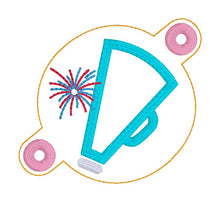 Load image into Gallery viewer, Cheer applique Bun cover machine embroidery design DIGITAL DOWNLOAD