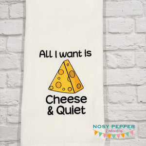 Cheese and Quiet sketchy machine embroidery design (4 sizes included) DIGITAL DOWNLOAD