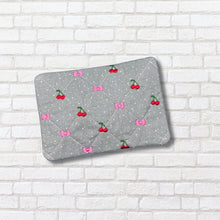 Load image into Gallery viewer, Cherry Quilted mug rug machine embroidery design (4 sizes, envelope and turned styles included) DIGITAL DOWNLOAD