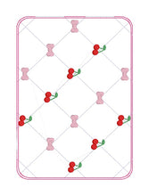 Load image into Gallery viewer, Cherry Quilted mug rug machine embroidery design (4 sizes, envelope and turned styles included) DIGITAL DOWNLOAD
