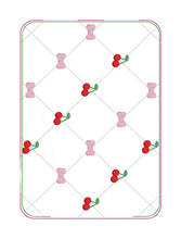 Load image into Gallery viewer, Cherry Quilted mug rug machine embroidery design (4 sizes, envelope and turned styles included) DIGITAL DOWNLOAD
