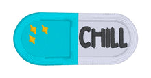 Load image into Gallery viewer, Chill Pill patch (2 sizes included) machine embroidery design DIGITAL DOWNLOAD