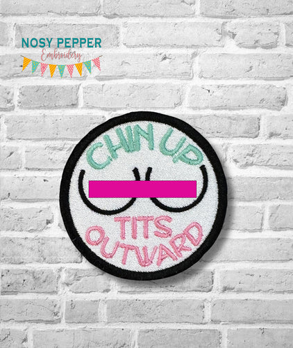 Chin Up patch (2 sizes included) machine embroidery design DIGITAL DOWNLOAD