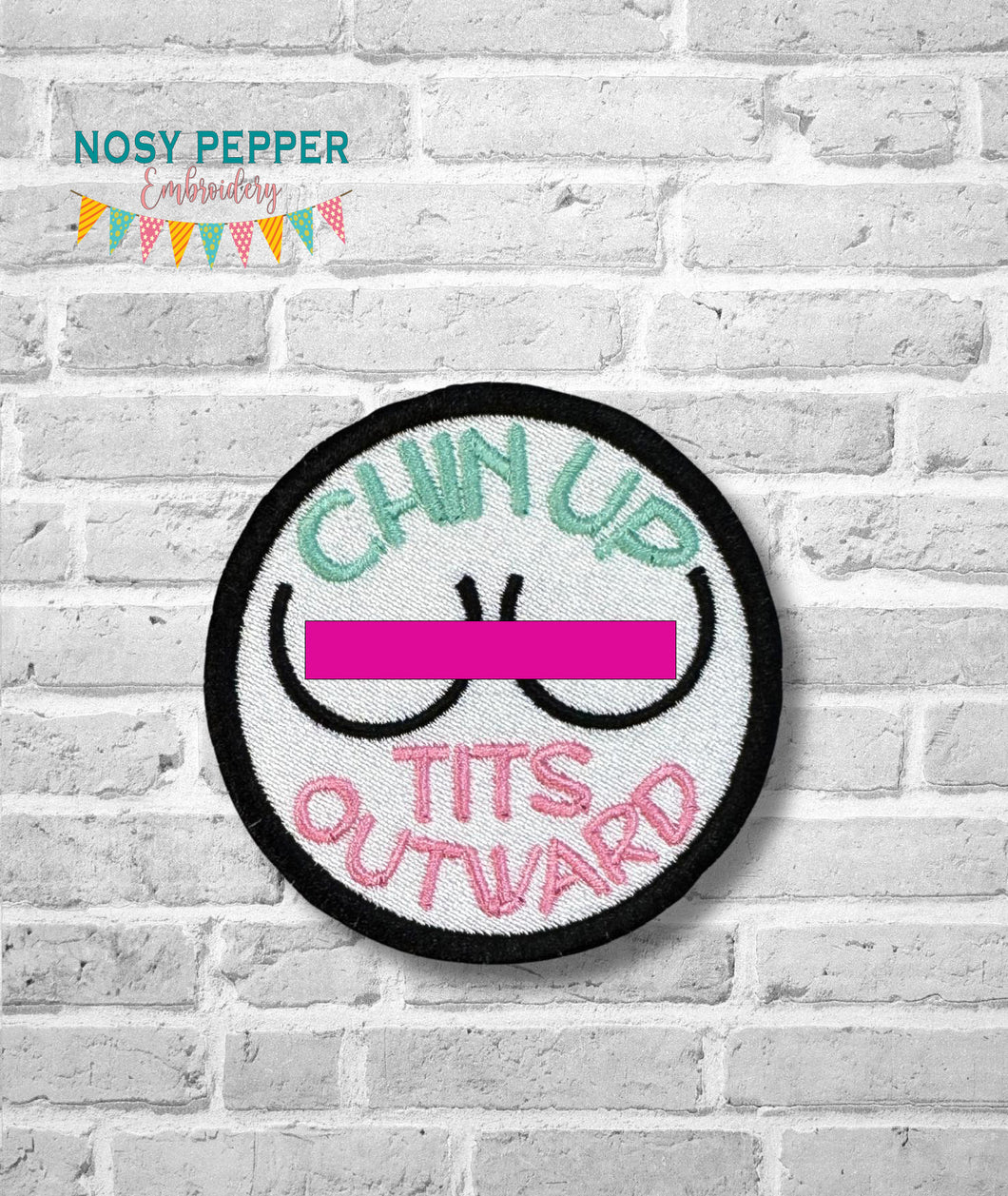 Chin Up patch (2 sizes included) machine embroidery design DIGITAL DOWNLOAD