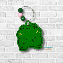 Load image into Gallery viewer, Chonky Frog bag tag/ornament/bookmark machine embroidery design DIGITAL DOWNLOAD