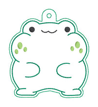 Load image into Gallery viewer, Chonky Frog bag tag/ornament/bookmark machine embroidery design DIGITAL DOWNLOAD