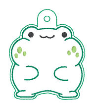 Load image into Gallery viewer, Chonky Frog snap tab and eyelet fob set (single and multi files included) —FEB 26 MB—machine embroidery design DIGITAL DOWNLOAD