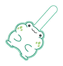 Load image into Gallery viewer, Chonky Frog snap tab and eyelet fob set (single and multi files included) —FEB 26 MB—machine embroidery design DIGITAL DOWNLOAD