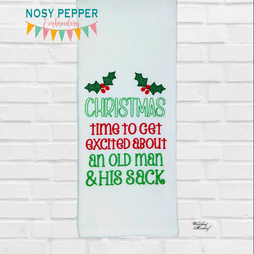 Christmas Time To Get Excited About An Old Man machine embroidery design (4 sizes included) DIGITAL DOWNLOAD