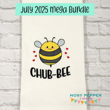 Load image into Gallery viewer, Chub-Bee sketchy July &#39;25 Mystery Bundle machine embroidery design (5 sizes included) DIGITAL DOWNLOAD