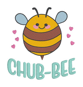 Chub-Bee sketchy July '25 Mystery Bundle machine embroidery design (5 sizes included) DIGITAL DOWNLOAD