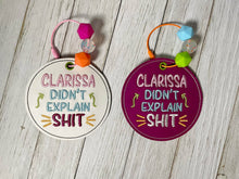 Load image into Gallery viewer, Clarissa bag tag machine embroidery design DIGITAL DOWNLOAD
