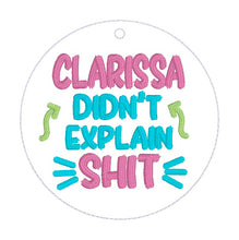 Load image into Gallery viewer, Clarissa bag tag machine embroidery design DIGITAL DOWNLOAD
