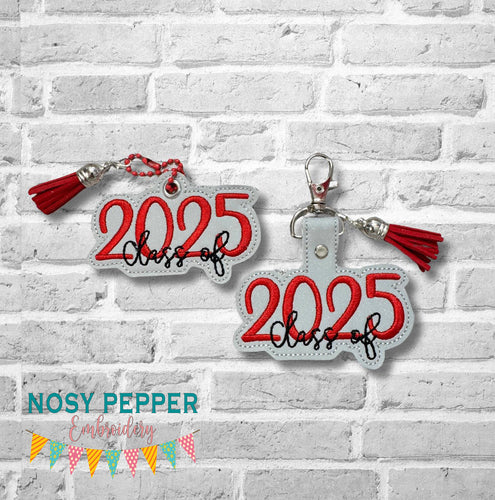 Class Of 2025 set machine embroidery file (bookmark, snaptab and eyelet fob included with single and multi files) DIGITAL DOWNLOAD