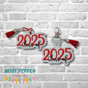 Class Of 2025 set machine embroidery file (bookmark, snaptab and eyelet fob included with single and multi files) DIGITAL DOWNLOAD