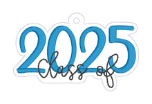 Load image into Gallery viewer, Class Of 2025 set machine embroidery file (bookmark, snaptab and eyelet fob included with single and multi files) DIGITAL DOWNLOAD