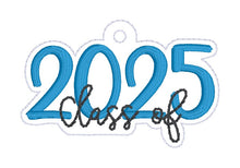 Load image into Gallery viewer, Class Of 2025 set machine embroidery file (bookmark, snaptab and eyelet fob included with single and multi files) DIGITAL DOWNLOAD